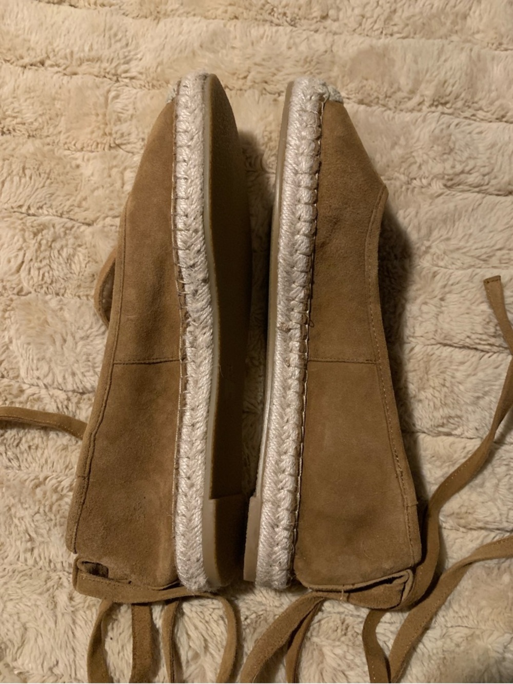 Zara Suede Espadrille Lace-Up Flats, Brown, Camel, 40 NWOT - Picture 4 of 8